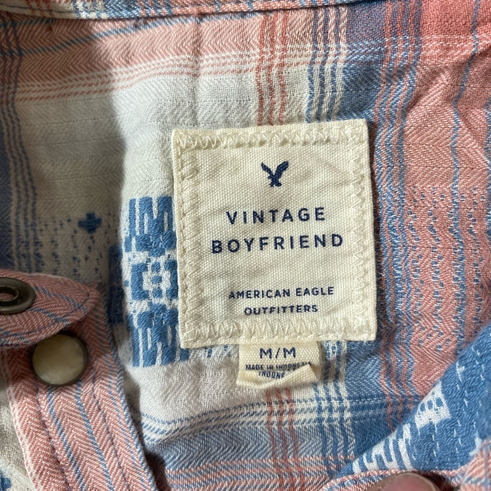 American Eagle Vintage Boyfriend Snap Closure Shirt Medium (FK) - Picture 9 of 15